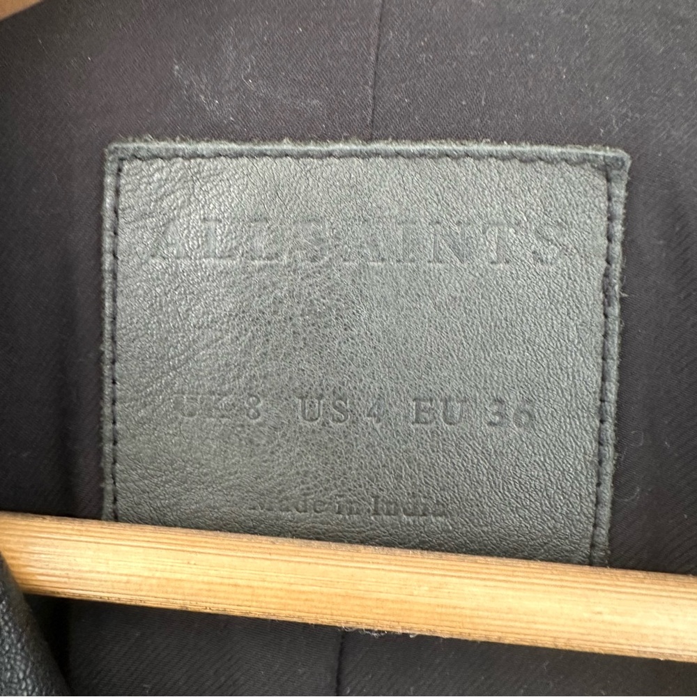 All Saints Black Leather Balfern Jacket - Picture 8 of 10